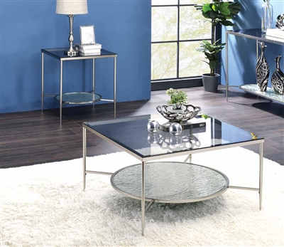 Adelrik 3 Piece Occasional Table Set in Glass & Chrome Finish by Acme - 00574-S
