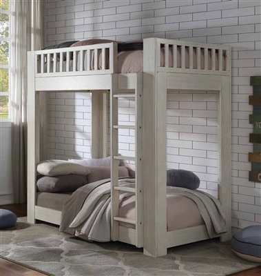 Cedro Twin/Twin Bunk Bed in Weathered White Finish by Acme - 00612