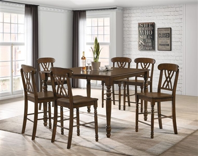 Dylan 7 Piece Counter Height Dining Set in Walnut Finish by Acme - 00622