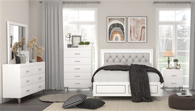 Casilda 6 Piece Bedroom Set in Gray PU & White Finish by Acme - 00644