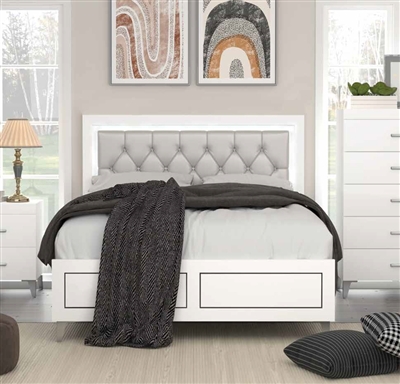 Casilda Bed in Gray PU & White Finish by Acme - 00644Q