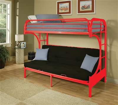 Eclipse Twin/Full Futon Bunk Bed in Red Finish by Acme - 02091RD