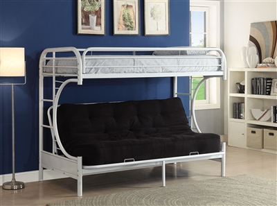 Eclipse Twin/Full Futon Bunk Bed in White Finish by Acme - 02091WH