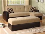 Lakeland Sand/Espresso Reversible Adjustable Storage Sofa by Acme - 05775