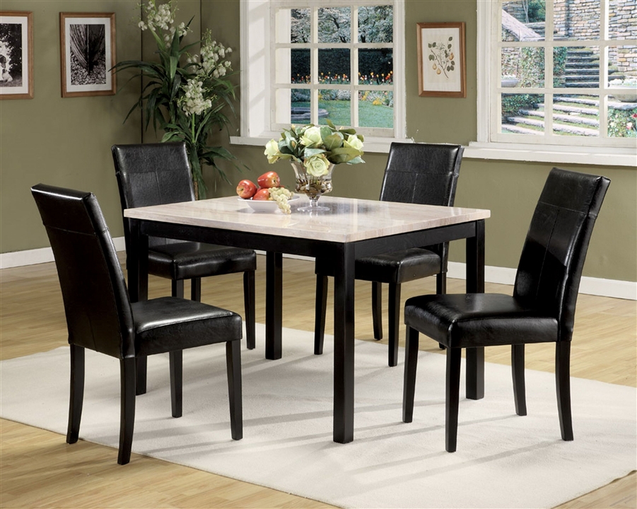 Portland 5 Piece Dining Room Set In, Faux White Marble Dining Table Set