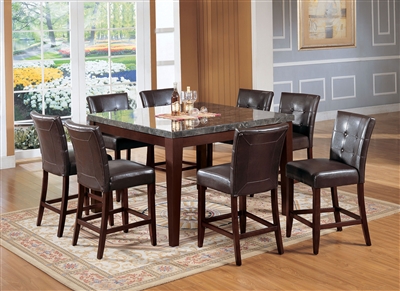 Danville 7 Piece Counter Height Dining Set in Black Marble & Walnut Finish by Acme - 07059-07055