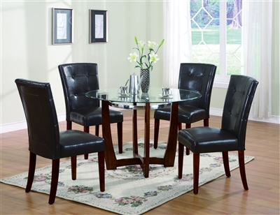 Baldwin 5 Piece Round Table Dining Room Set in Walnut Finish by Acme - 07815-07054