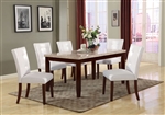 Britney 7 Piece Dining Room Set in White Marble & Walnut Finish by Acme - 17058-77054