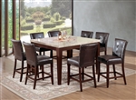 Britney 7 Piece Counter Height Dining Set in White Marble & Walnut Finish by Acme - 17059-07055