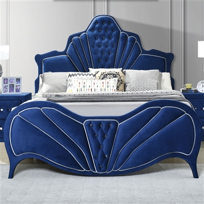 Dante Bed in Blue Velvet Finish by Acme - 24220Q