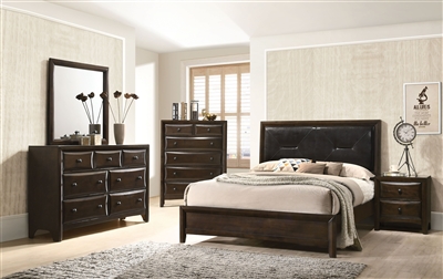 Brenta 6 Piece Bedroom Set in Black PU & Walnut Finish by Acme - 26640