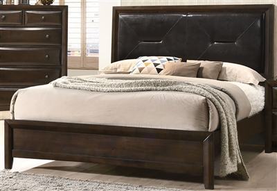 Brenta Bed in Black PU & Walnut Finish by Acme - 26640Q