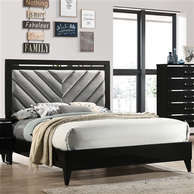 Chelsie Bed in Gray Fabric & Black Finish by Acme - 27410Q