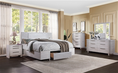 Aromas 6 Piece Bedroom Set w/ Storage in White Oak Finish by Acme - 28110