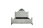 House Delphine Bed in Two Tone Ivory Fabric & Charcoal Finish by Acme - 28850Q