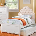 Cecilie Twin Bed w/PU Headboard in White Finish by Acme - 30300T