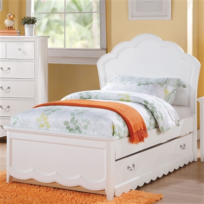 Cecilie Twin Bed w/Panel Headboard in White Finish by Acme - 30310T