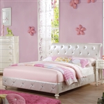 Dorothy Twin Bed in Pearl White PU & Ivory Finish by Acme - 30340T