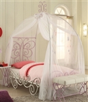 Priya II Twin Canopy Bed in White & Light Purple Finish by Acme - 30530T
