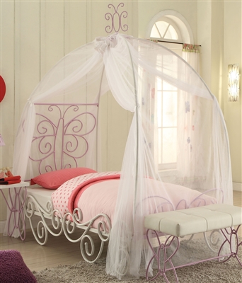 Priya II Twin Canopy Bed in White & Light Purple Finish by Acme - 30530T