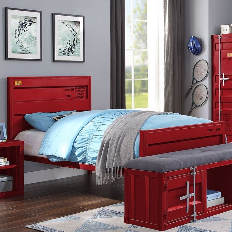 Cargo Twin Bed In Red Finish By Acme, Value City Bookcase Bed Frame Full
