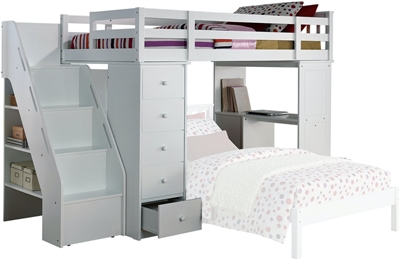 Freya Twin Loft Bed in White Finish by Acme - 37145