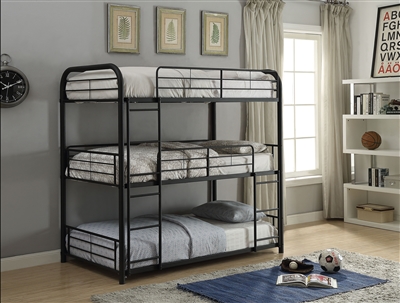Cairo Triple Full Bunk Bed in Sandy Black Finish by Acme - 37330