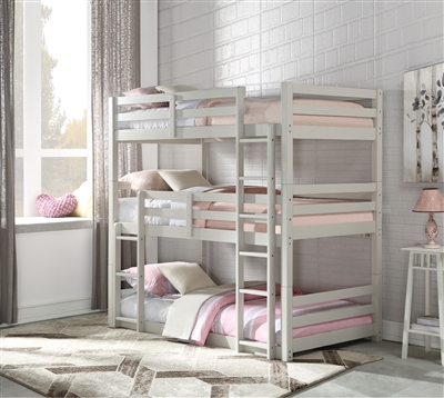 Ronnie Triple Twin Bunk Bed in Light Gray Finish by Acme - 37420