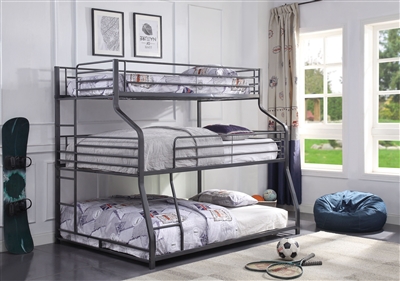 Caius II Twin/Full/Queen Triple Bunk Bed in Gunmetal Finish by Acme - 37450