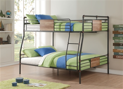 Brantley Full XL/Queen Bunk Bed in Sandy Black & Dark Bronze Hand-Brushed Finish by Acme - 37725