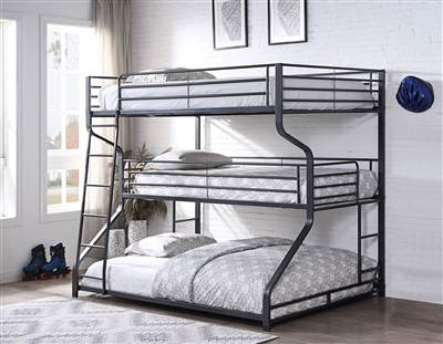 Caius II Full/Twin/Queen Triple Bunk Bed in Gunmetal Finish by Acme - 37795