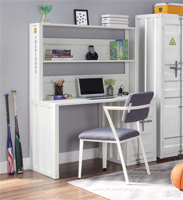 Cargo 2 Piece Computer Desk and Hutch in White Finish by Acme - 37887
