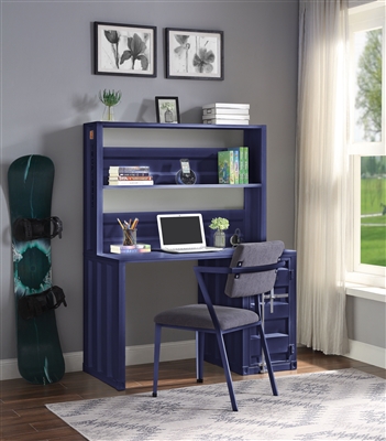 Cargo 2 Piece Computer Desk and Hutch in Blue Finish by Acme - 37907
