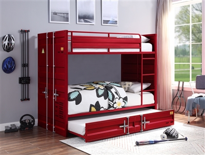 Cargo Twin/Twin Bunk Bed in Red Finish by Acme - 37910