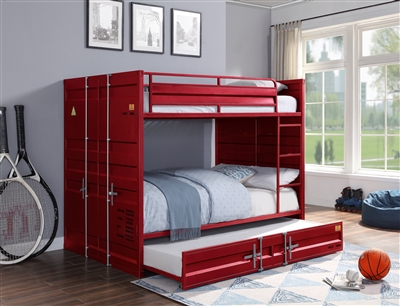 Cargo Full/Full Bunk Bed in Red Finish by Acme - 37915