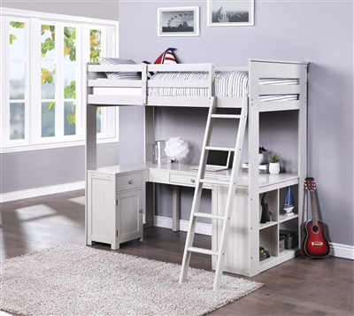 Ambar Twin Loft Bed in Light Gray Finish by Acme - 38065