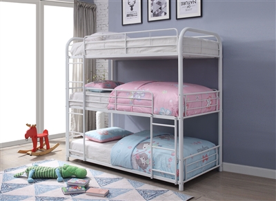 Cairo Triple Full Bunk Bed in White Finish by Acme - 38115