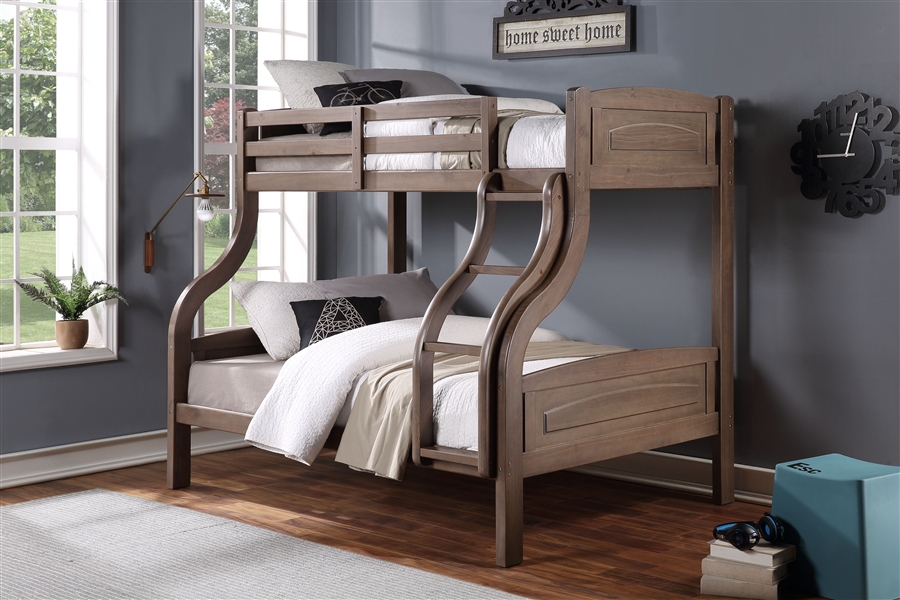 Mohini Twin Full Bunk Bed In Ash Oak, Acme Bunk Bed Reviews