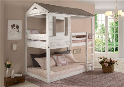Darlene Twin/Twin Bunk Bed in Rustic White Finish by Acme - 38135