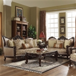 Devayne 2 Piece Sofa Set in Fabric & Dark Walnut Finish by Acme - 50685-S