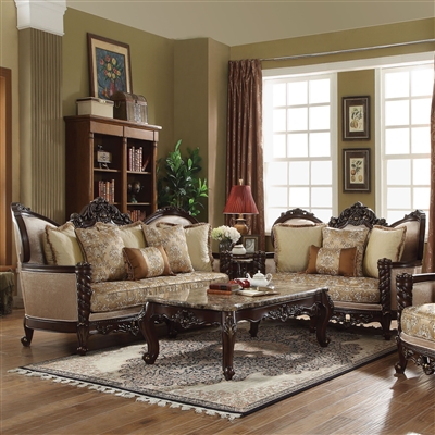 Devayne 2 Piece Sofa Set in Fabric & Dark Walnut Finish by Acme - 50685-S