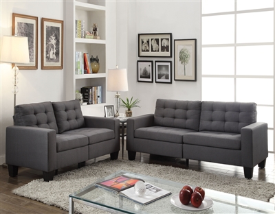Earsom 2 Piece Sofa Set in Gray Linen Finish by Acme - 52770-S