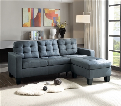 Earsom Reversible Chaise Sectional in Gray Linen Finish by Acme - 52775