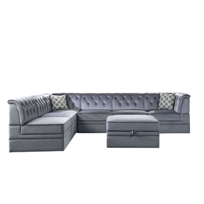 Bois II 6 Piece Sectional in Gray Velvet Finish by Acme - 53305-53306