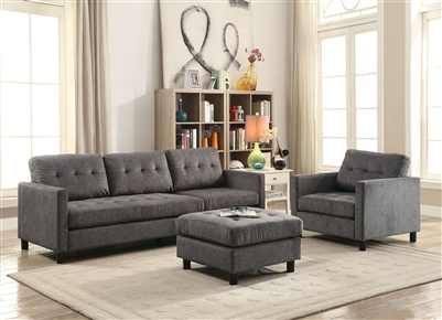 Caesar 3 Piece Sectional in Gray Fabric Finish by Acme - 53315
