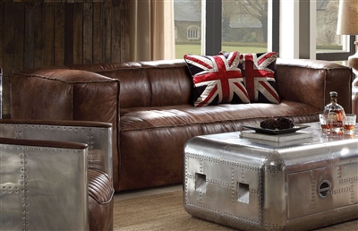 Brancaster Sofa in Retro Brown Top Grain Leather Finish by Acme - 53545