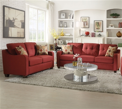 Cleavon II 2 Piece Sofa Set in Red Linen Finish by Acme - 53560-S