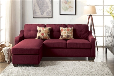 Cleavon II Reversible Chaise Sectional in Red Linen Finish by Acme - 53740