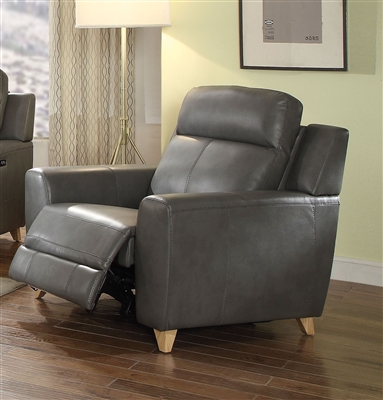 Cayden Power Motion Recliner in Gray Leather-Aire Match Finish by Acme - 54202