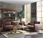 Burgess 2 Piece Sofa Set in Vintage Chocolate Top Grain Leather Finish by Acme - 54540-S
